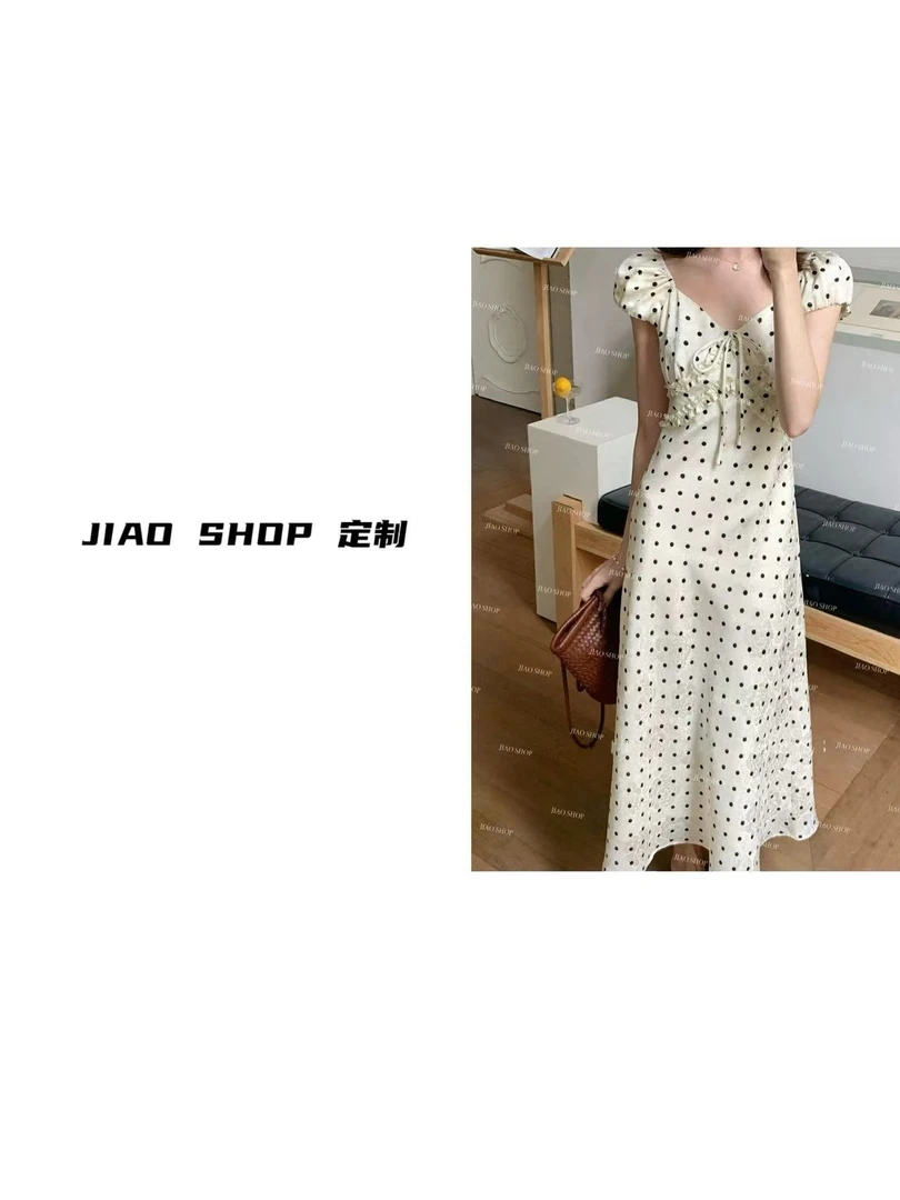JIAO Shop “漫感墨金” 韩系小众波点流行连衣裙
