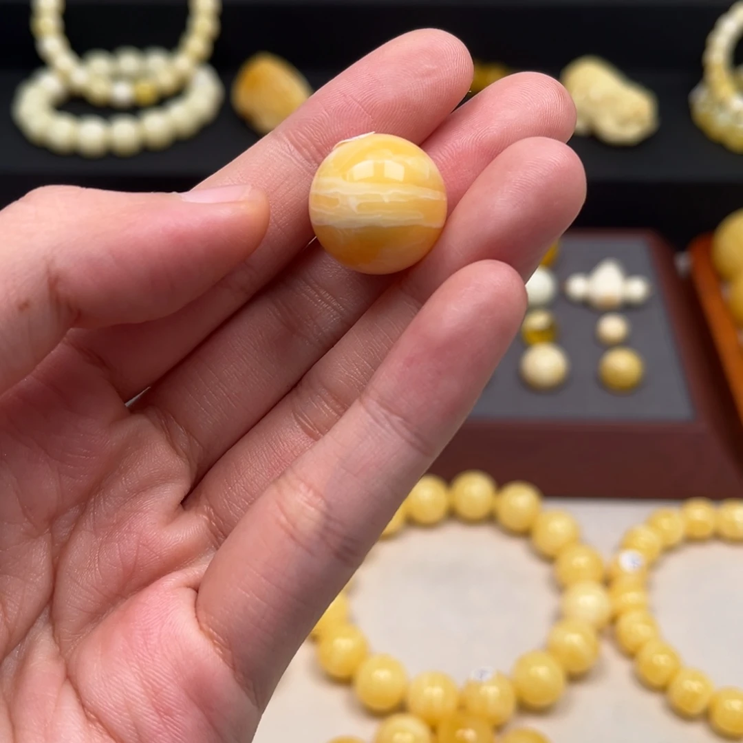 琥珀颈饰未镶嵌橘底虎皮单珠18.1mm