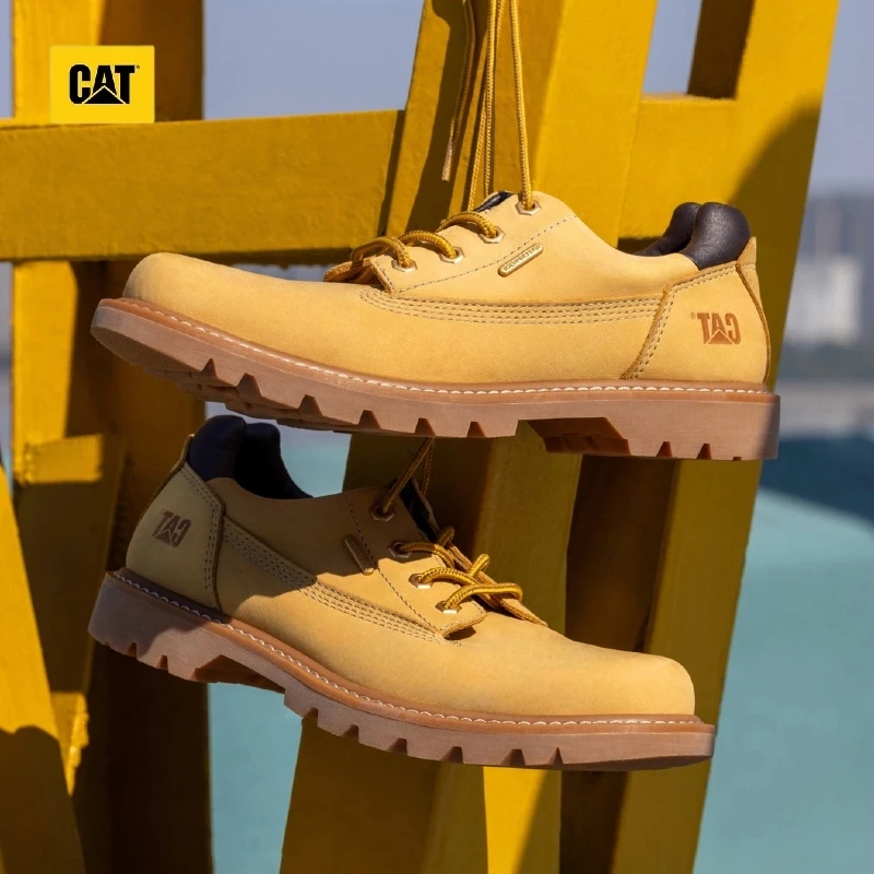 CAT卡特低帮防水大黄靴户外时尚休闲鞋复古皮鞋男款耐磨鞋真皮S