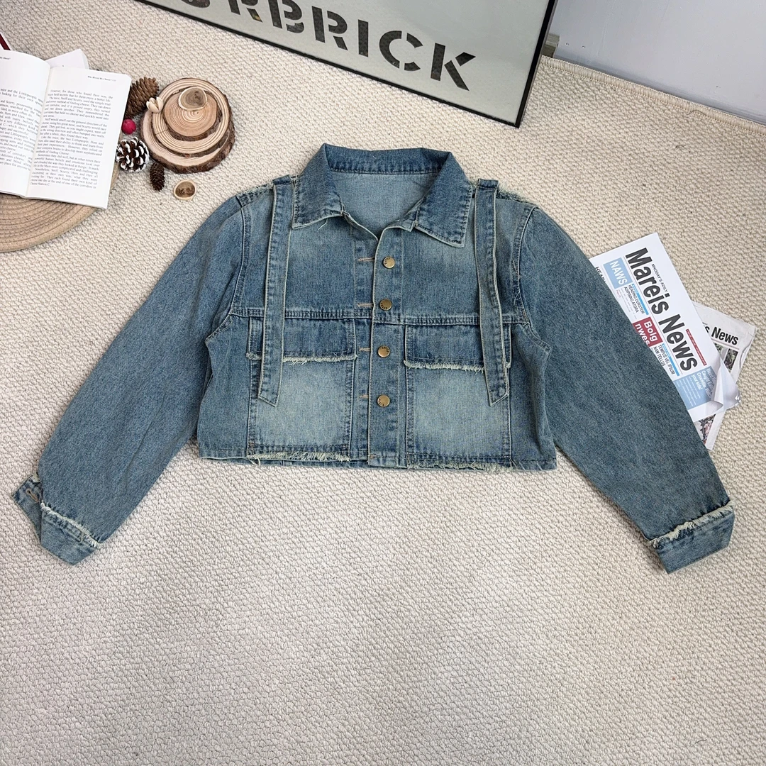 2025春季新款时尚百搭纯色牛仔外套0350