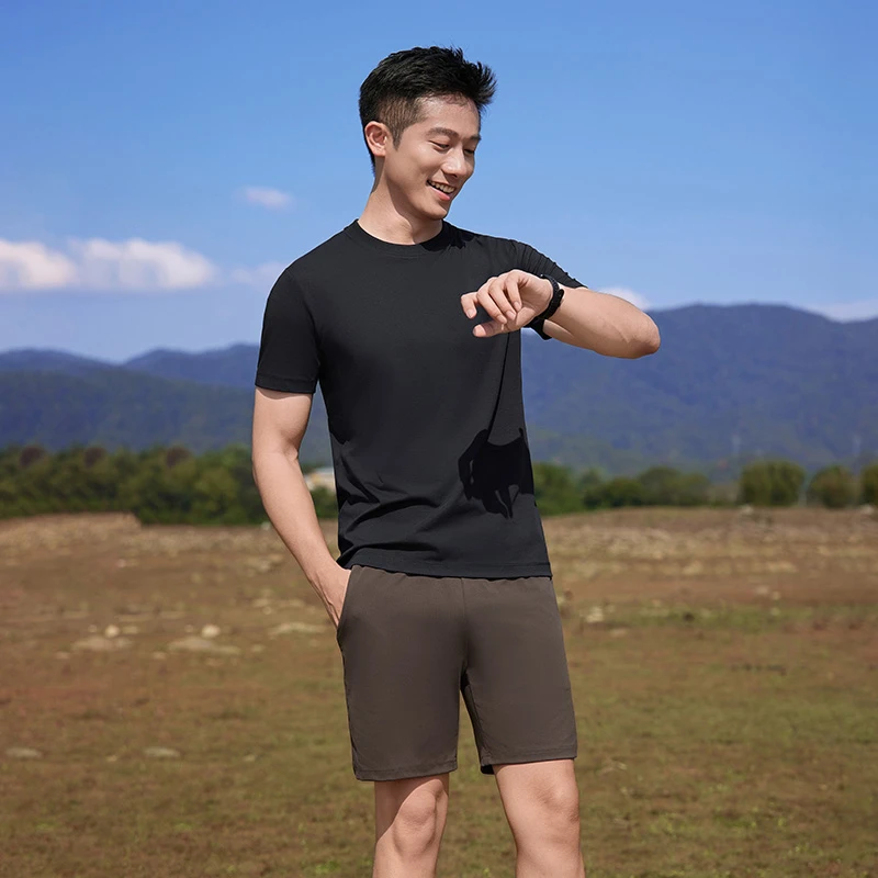 60支双面液氨 新疆长绒棉 高级感纯色短袖t恤男丝光上衣凉感半袖