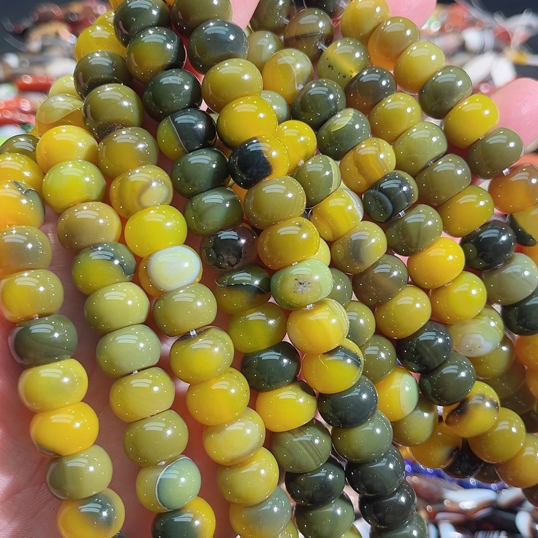 玛瑙/玉髓未镶嵌珠宝半成品老孔雀玛瑙车轮14mm