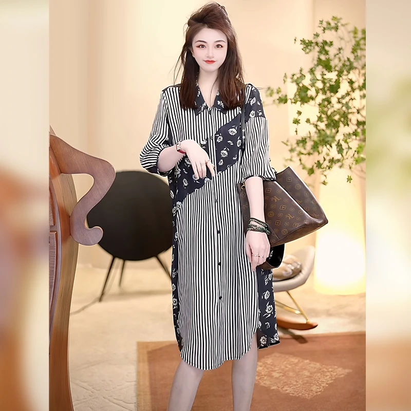【Linda姐高端线】新款高档复古气质显瘦衬衫裙连衣裙AA5LYH0428