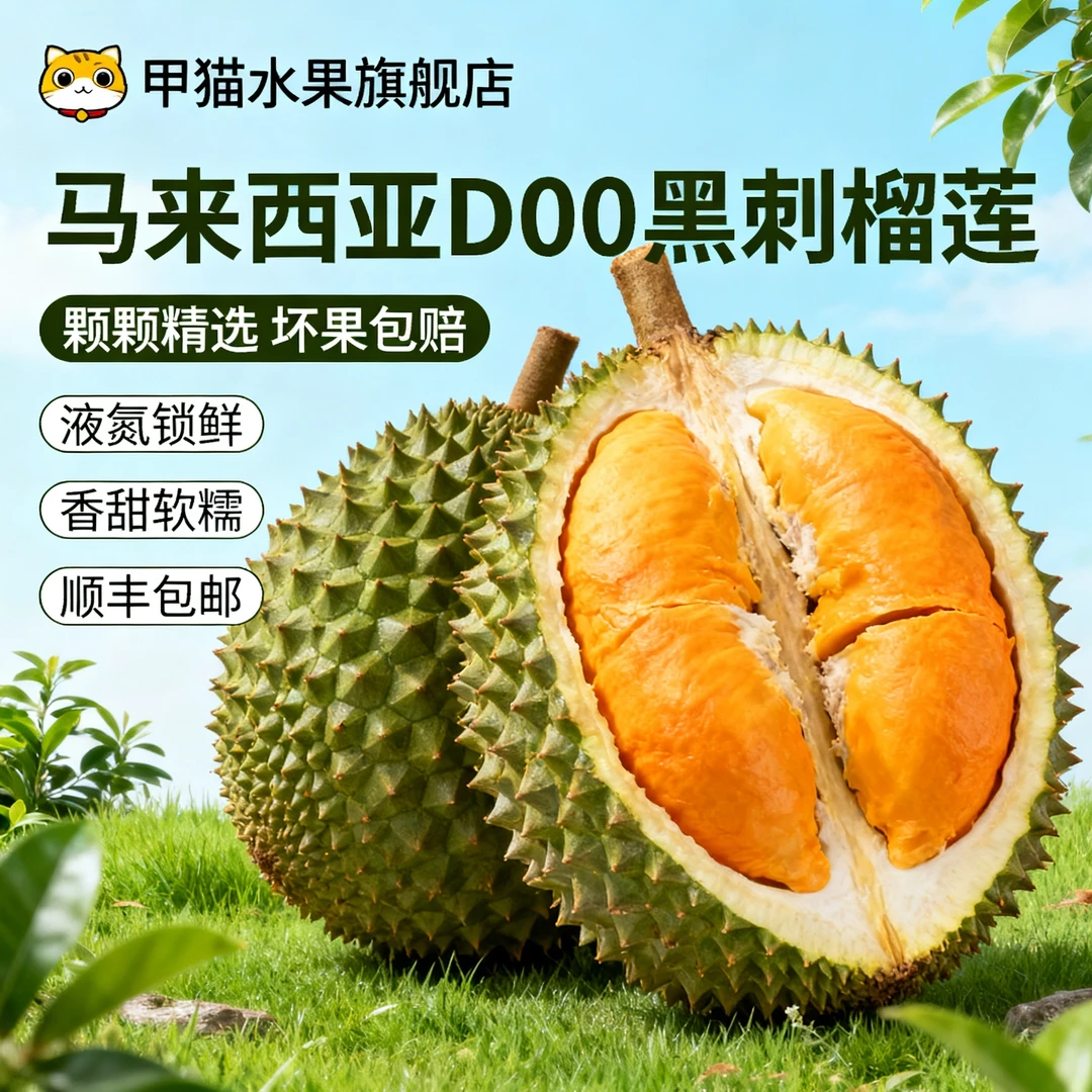黑刺D200榴莲马来进口榴莲中秋送礼当季新果顺丰包邮液氮锁鲜榴莲