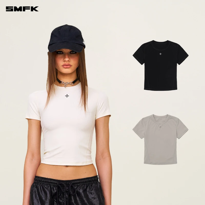 SMFK动念塑身皮肤Tee UT003B2 夏季户外运动修身印花上衣