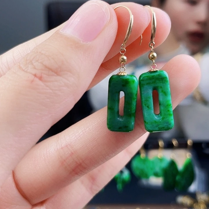 翡翠耳饰18K金镶嵌饰品