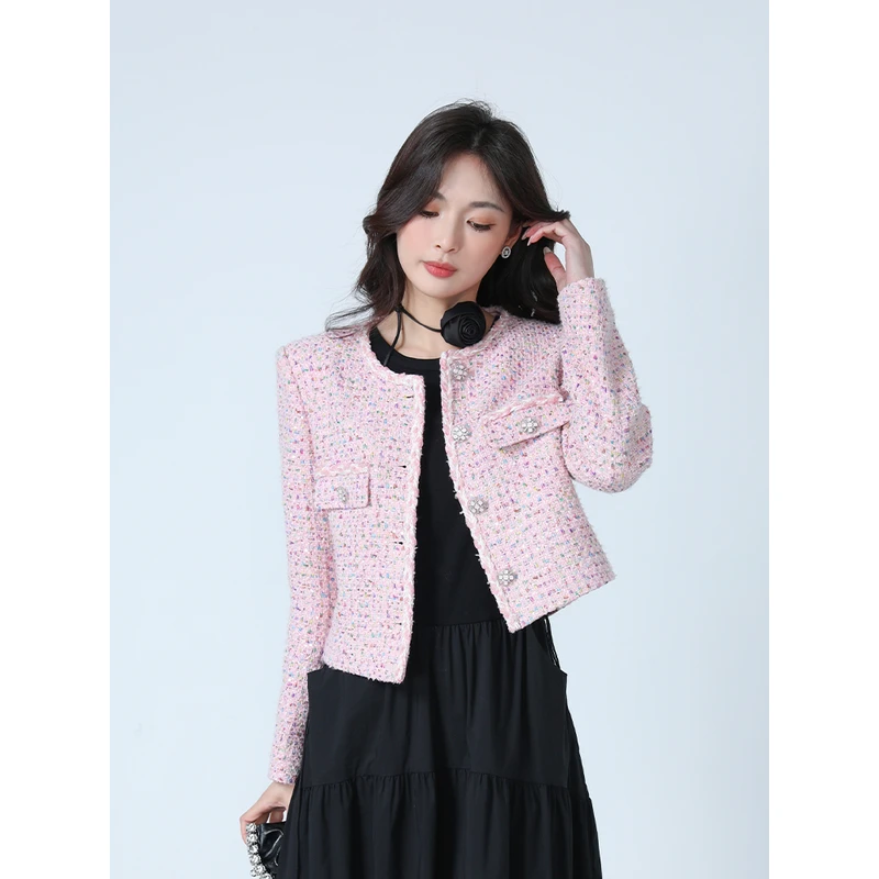 烈儿LRKS「千金花纱小香」名媛肌理粗花呢七彩混纺小香外套82