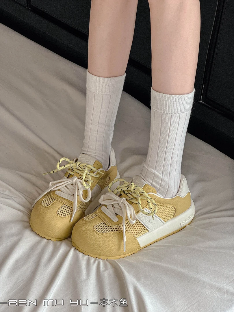 系带板鞋拼接休闲夏季时尚休闲鞋韩版学生复古百搭