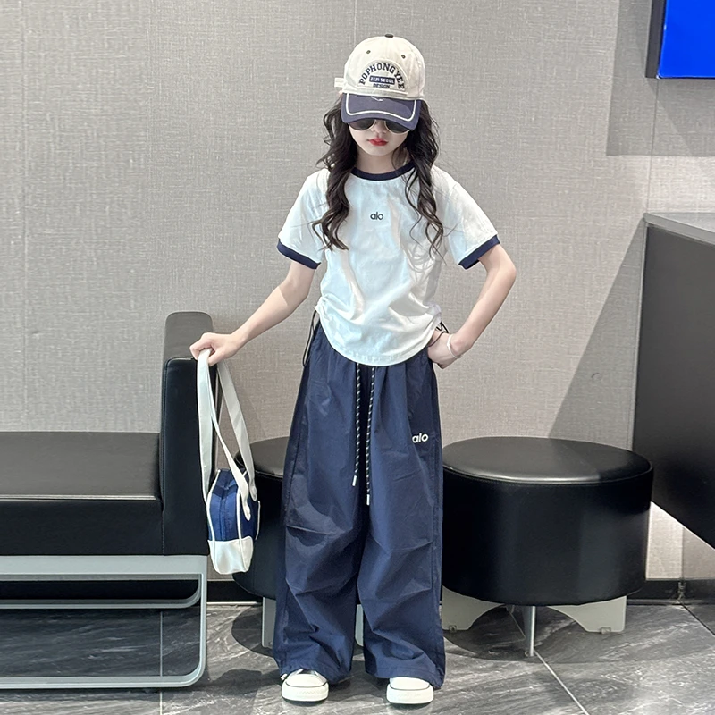 女童夏套装2025新款女大童潮酷穿搭工装裤儿童夏装洋气运动短袖潮