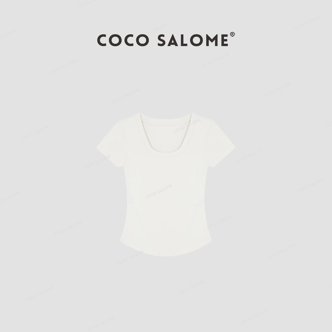 COCO SALOME⑥【收腰T】天丝+棉极简气质带胸垫收腰短袖T恤6162