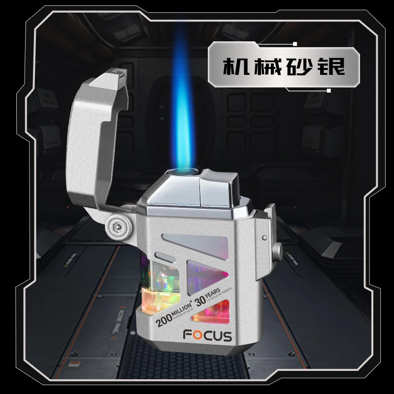 变形机甲火机网红爆款透明LED灯光个性创意高颜值炫酷直冲打火机