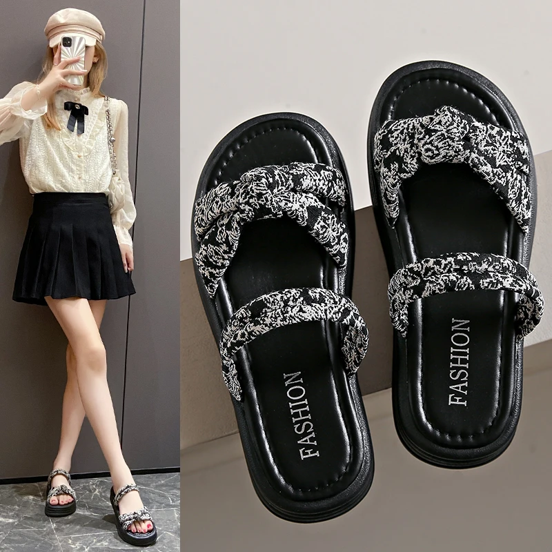 SHOEBOX鞋柜踩屎感两穿凉鞋女2025新款夏爆款外穿配裙子国风凉拖