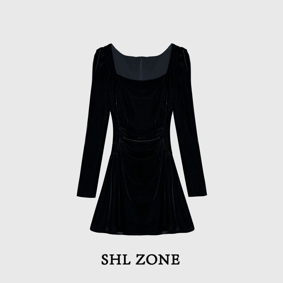 【清清】舒胡蕾 富家大小姐【丝绒版】 |丝绒连衣裙收腰法式小黑裙