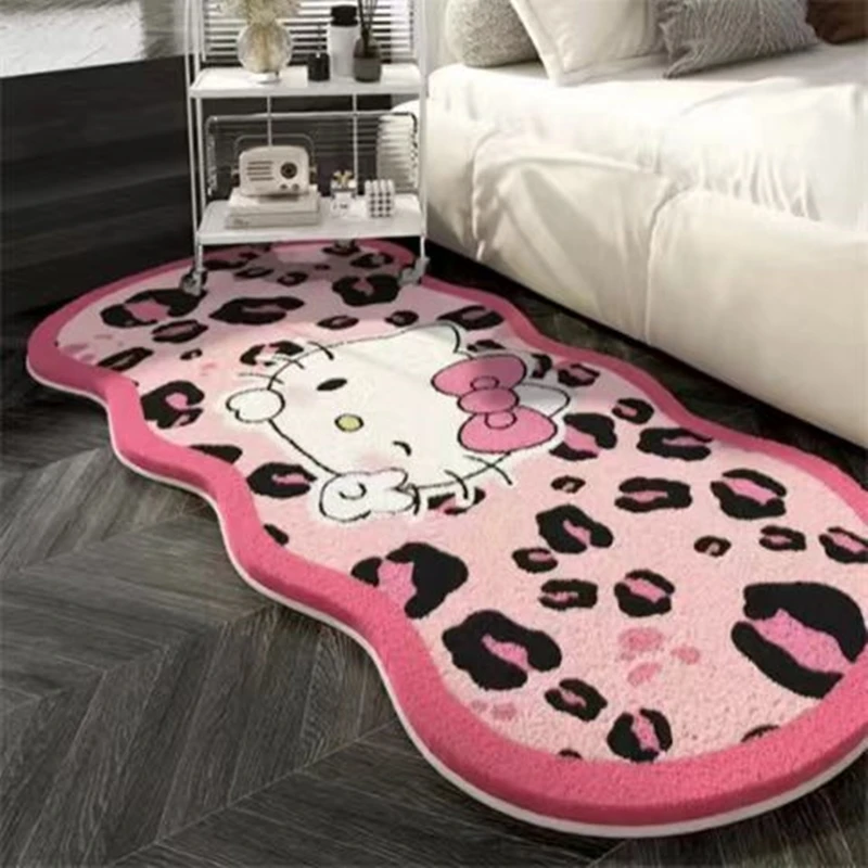 《可爱卡通》豹纹凯蒂仿羊绒耐用加厚床边飘窗阳台地毯地毯床边毯