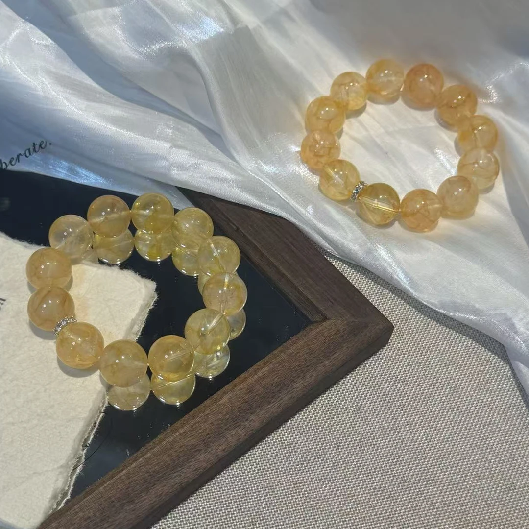 [旭日]17mm左右黄胶花 天然水晶手串 多样性发1