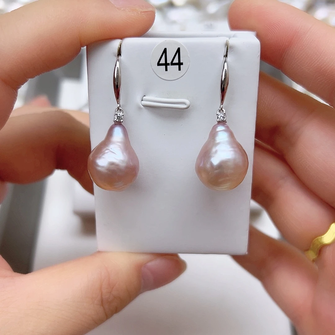 银S925镶嵌淡水珍珠耳饰