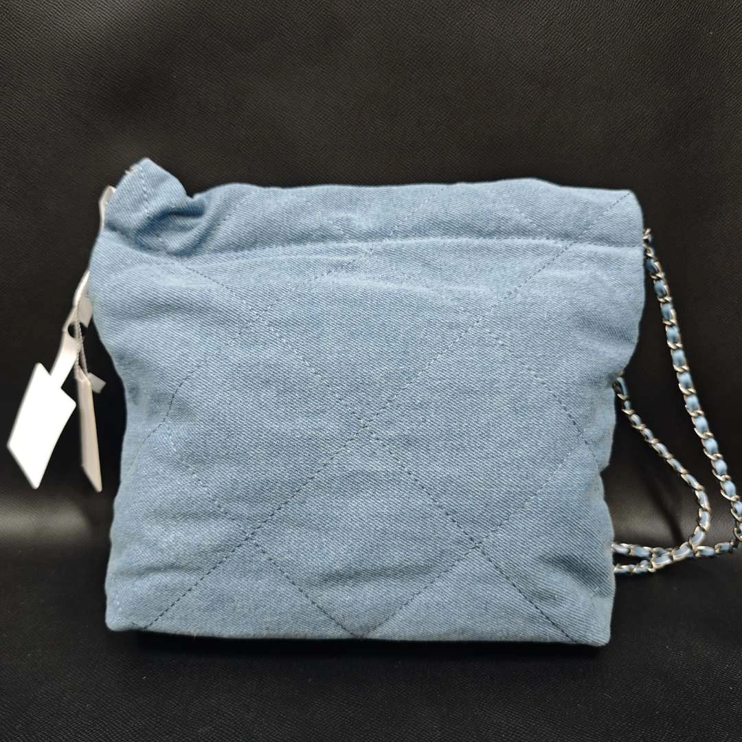 SMVP 高定奢品 时尚潮流真皮单肩包垃圾袋小号 0648牛仔垃圾蓝