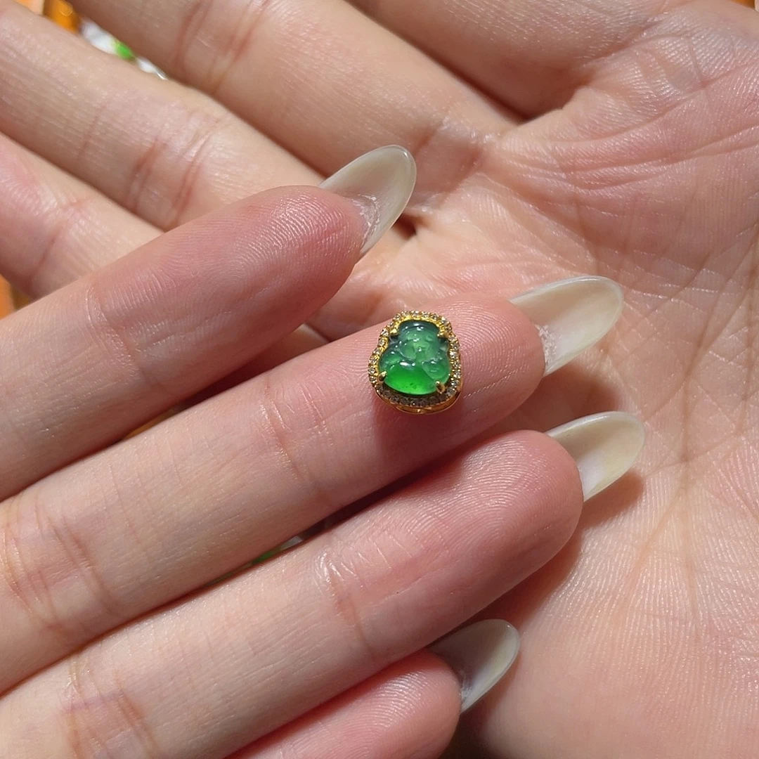 翡翠18K金镶嵌吊坠(不含链)
