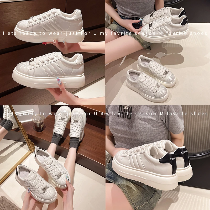 【珊Boss】贝壳胖丁小白鞋春季鞋子休闲鞋韩版学生厚底时尚运动鞋