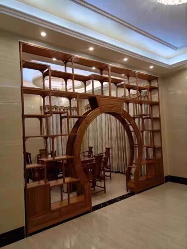 新中式隔断屏风仿古家具月洞门多宝阁博古架实木月亮门隔断博古架