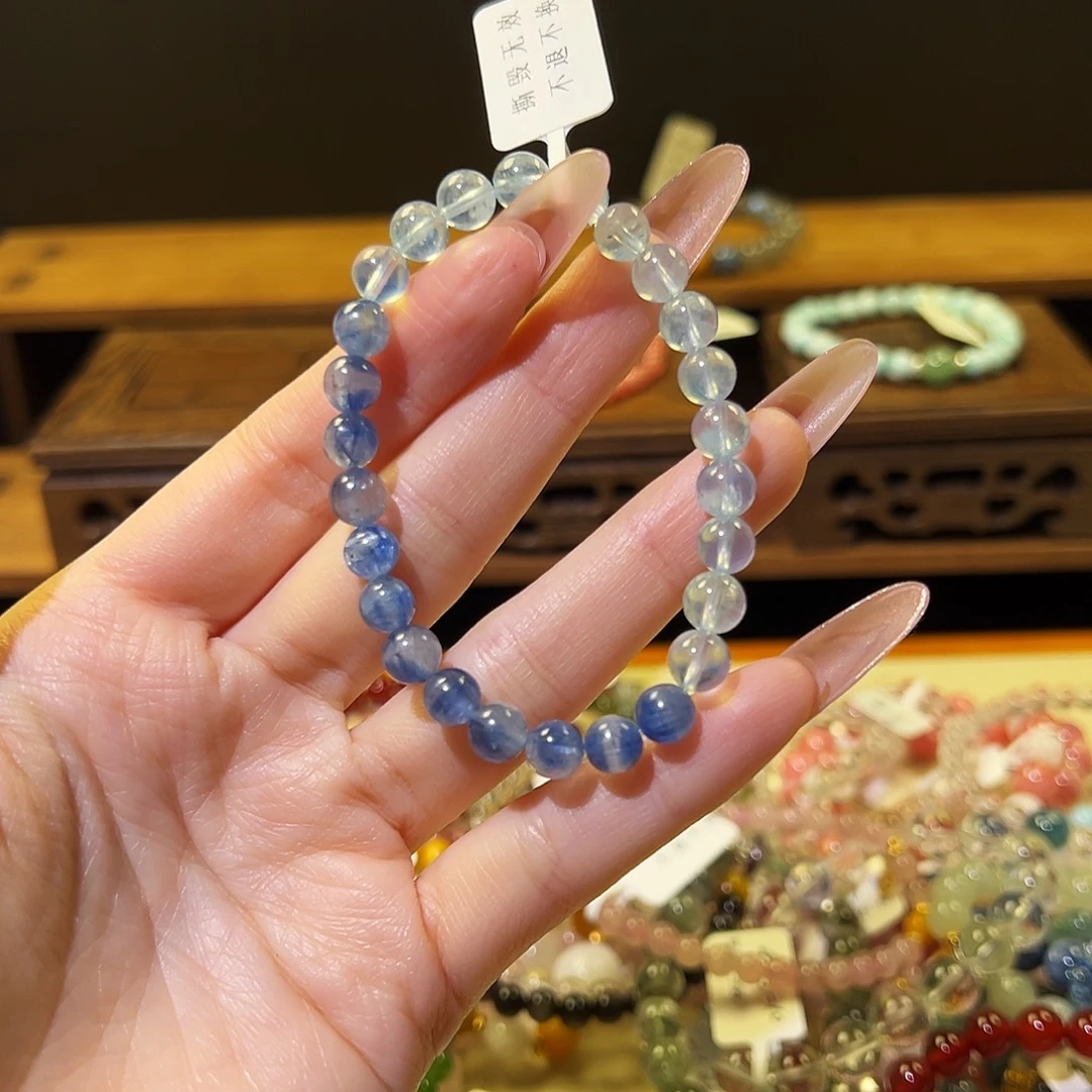 水晶手链银S925镶嵌海蓝4033