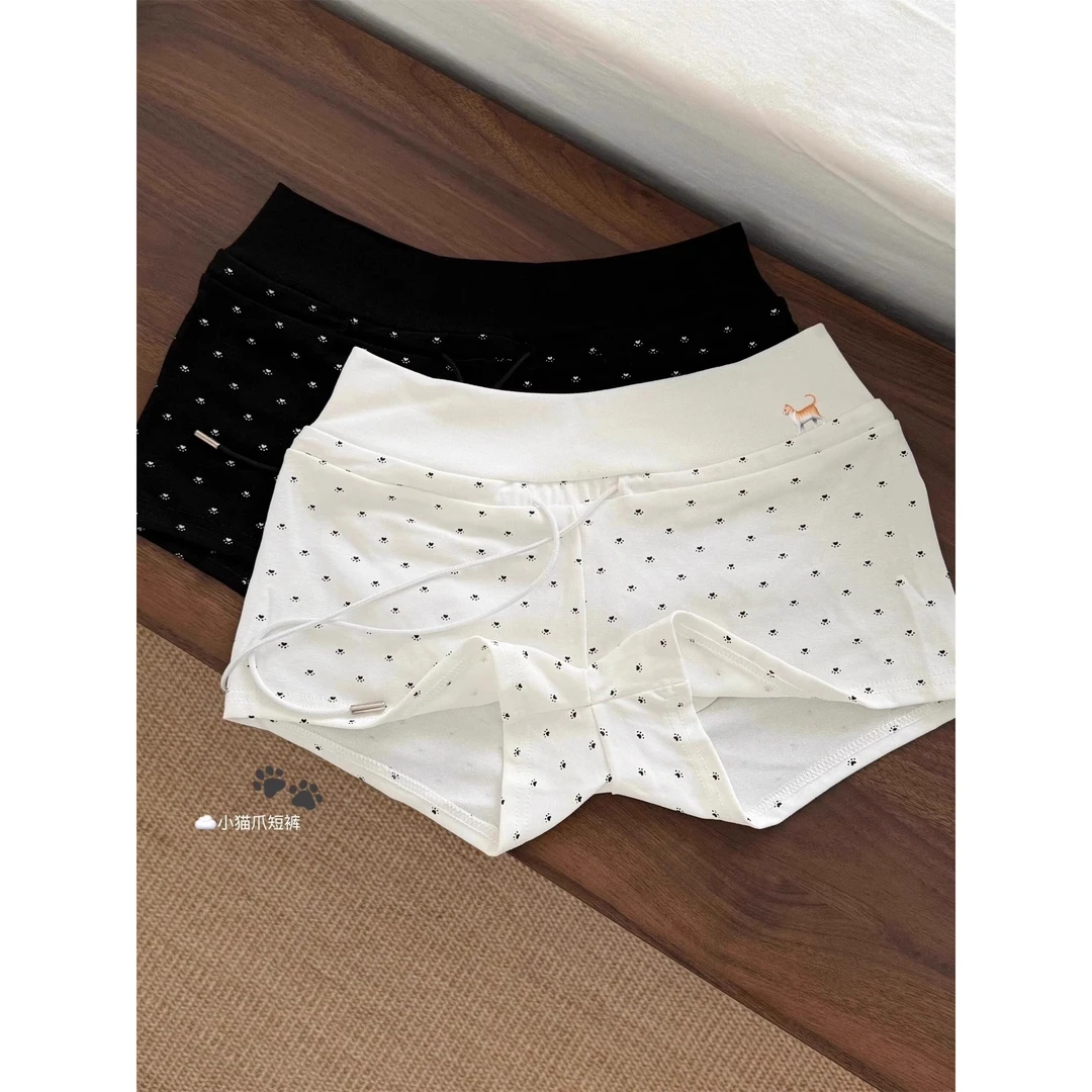 【小猫爪印花】少女甜美睡裤夏季2025新款松紧腰休闲家居短裤可外穿