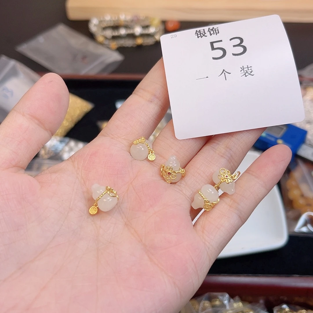 水晶珠宝半成品银S925镀金镶嵌53 。