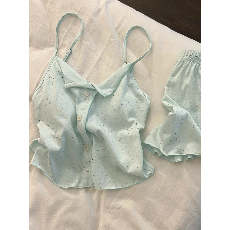 【彩色波点】韩系纯欲甜美吊带睡衣女夏季亲肤新款家居服可外穿套装