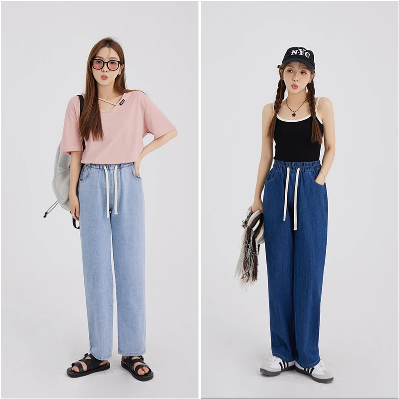 【C】微胖MM宽松舒适松紧腰牛仔裤  9750