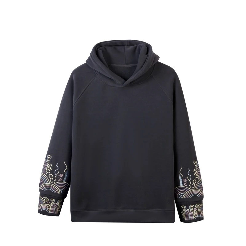 A JD3126：中国风新中式加绒手袖祥云浮雕刺绣卫衣