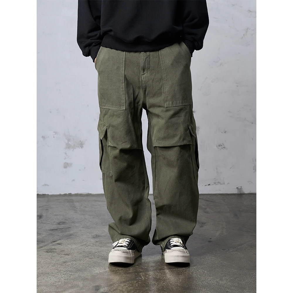 DOKIE【34005】活性染色酵洗400G珠帆布宽松直筒版型工装裤