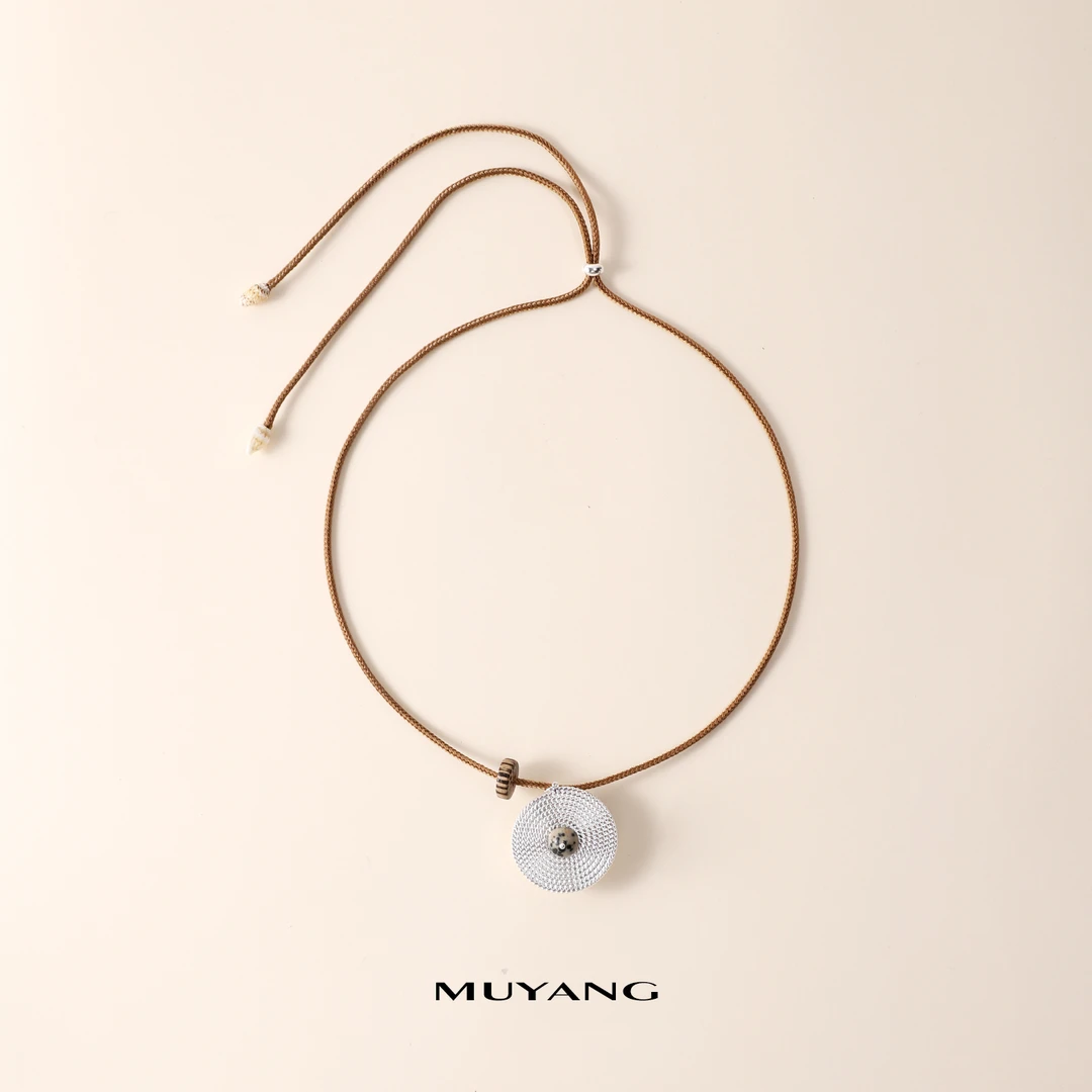 muyang/慕阳 钛钢玻璃项链 气质百搭时尚简约银碟项链