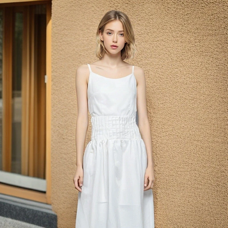 白色吊带法式吊带裙夏季2025新款遮肚子气质简约新款连衣裙长裙