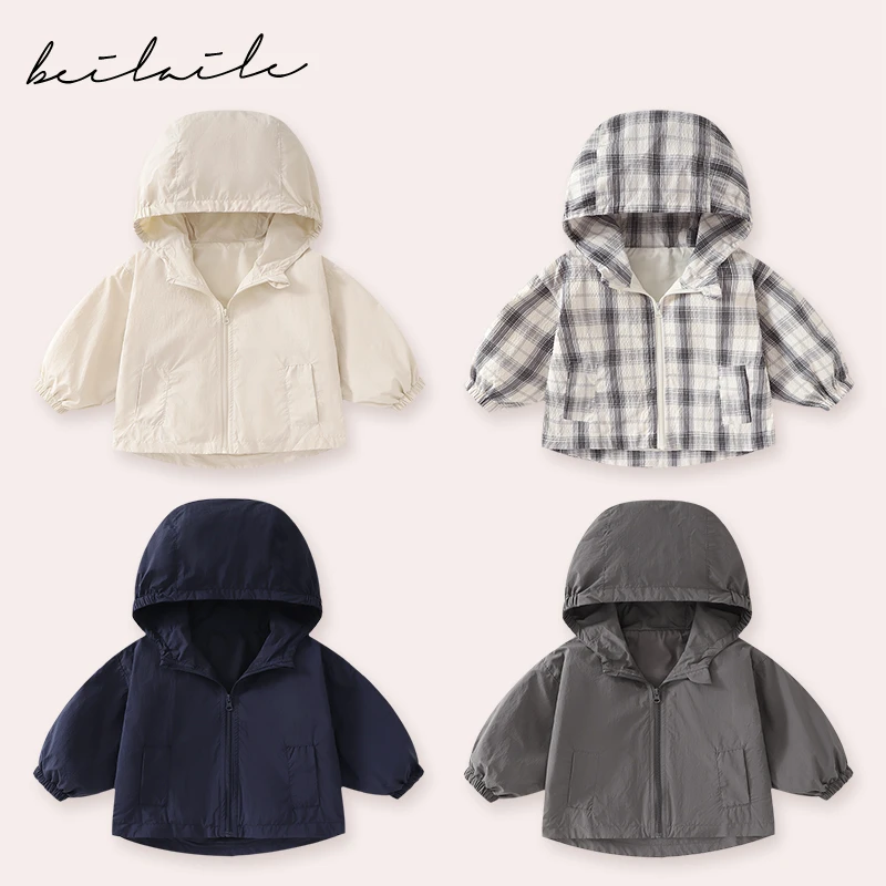 【三防带帽冲锋外套】婴儿圆领宝宝卫衣秋冬小童软壳上衣H1