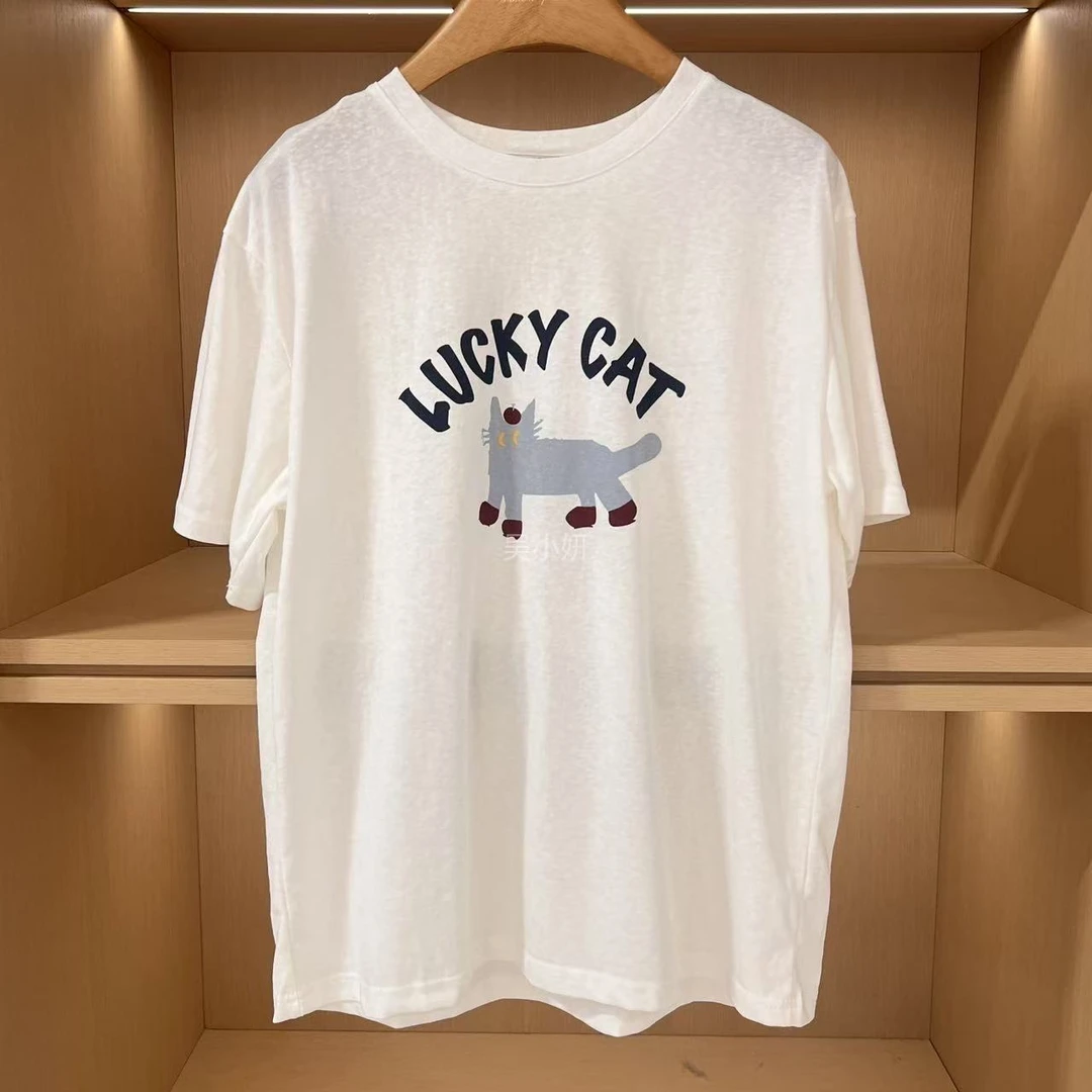 夏季新款圆领卡通猫咪印花短袖T恤9827（衣长63推荐140斤）