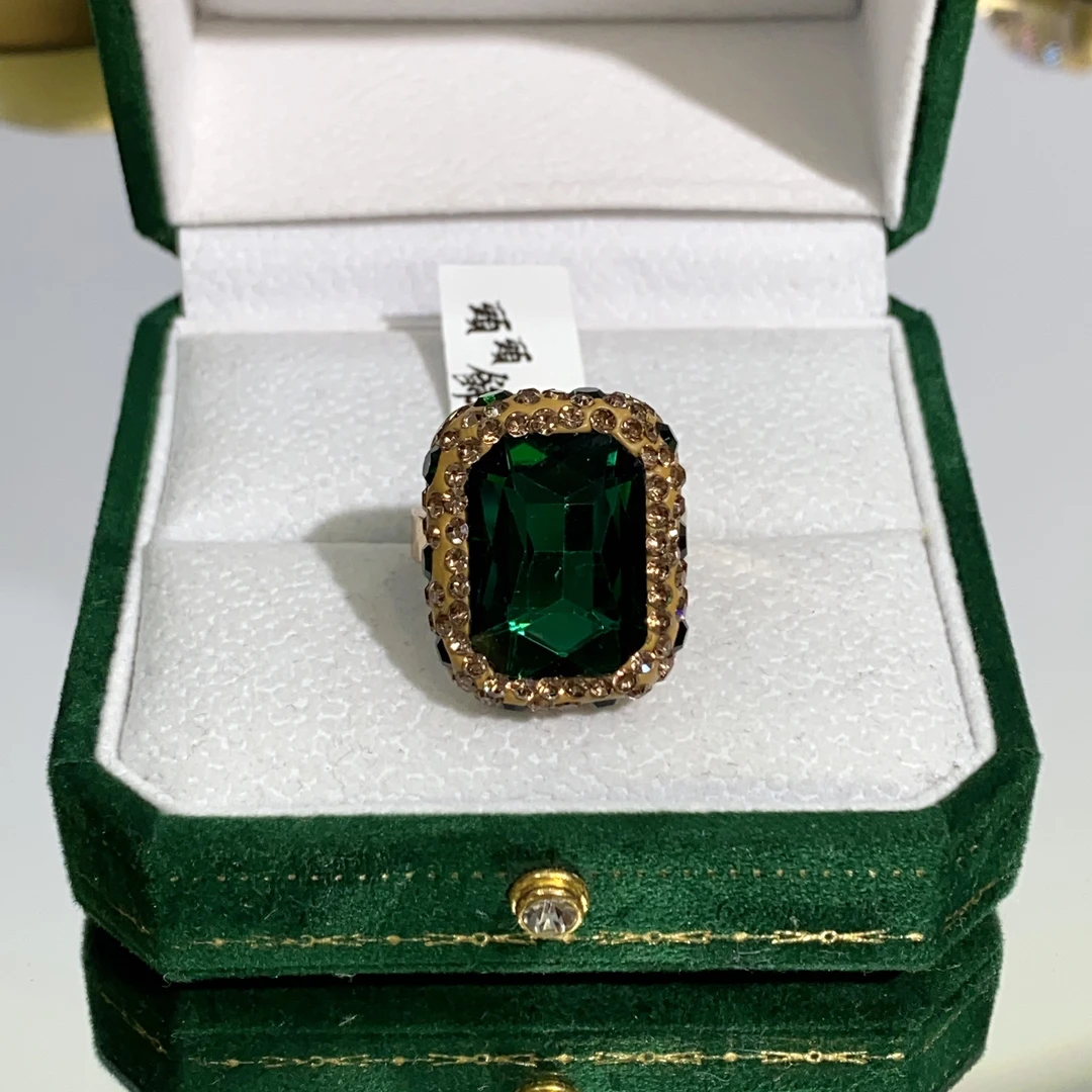 铜合金合成锆石戒指 TT SHL绿色方形经典戒指253