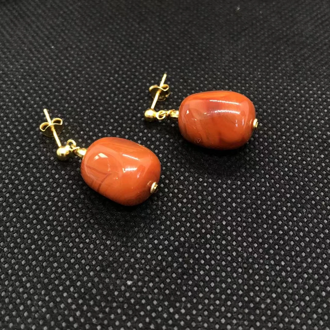南红原石造型耳坠款式多样性发货只发其一
