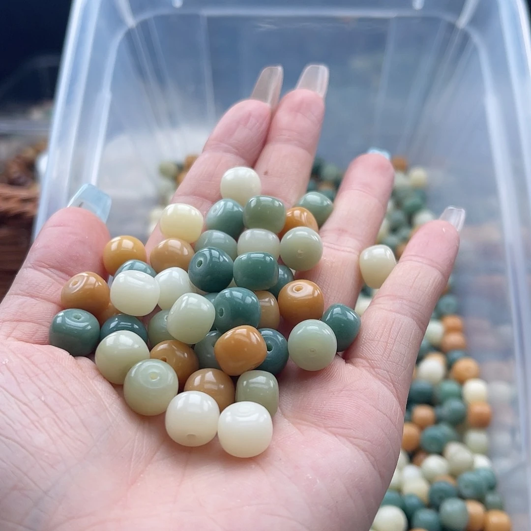 白玉菩提吊坠z微瑕10mm/50+50颗