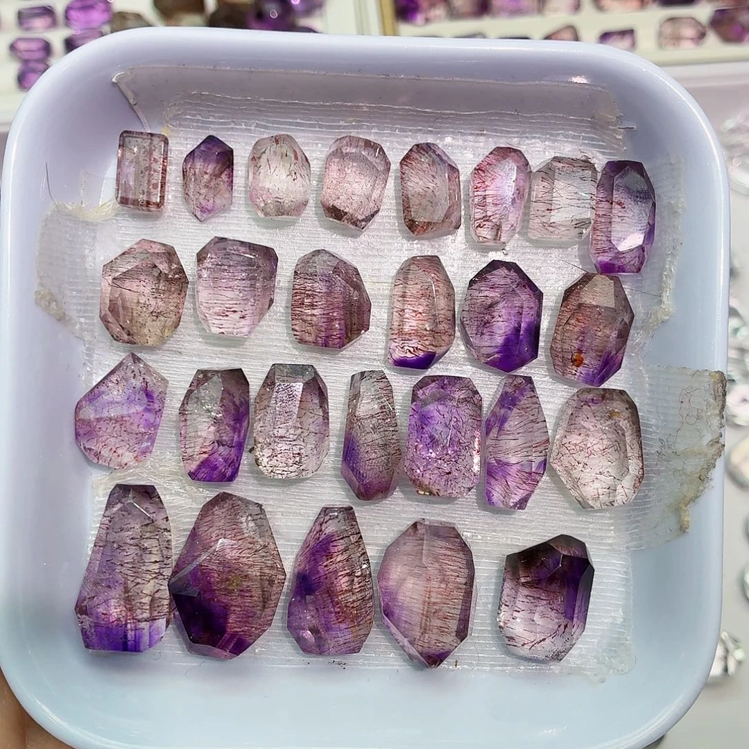 珠宝半成品水晶未镶嵌紫超七随形可挑