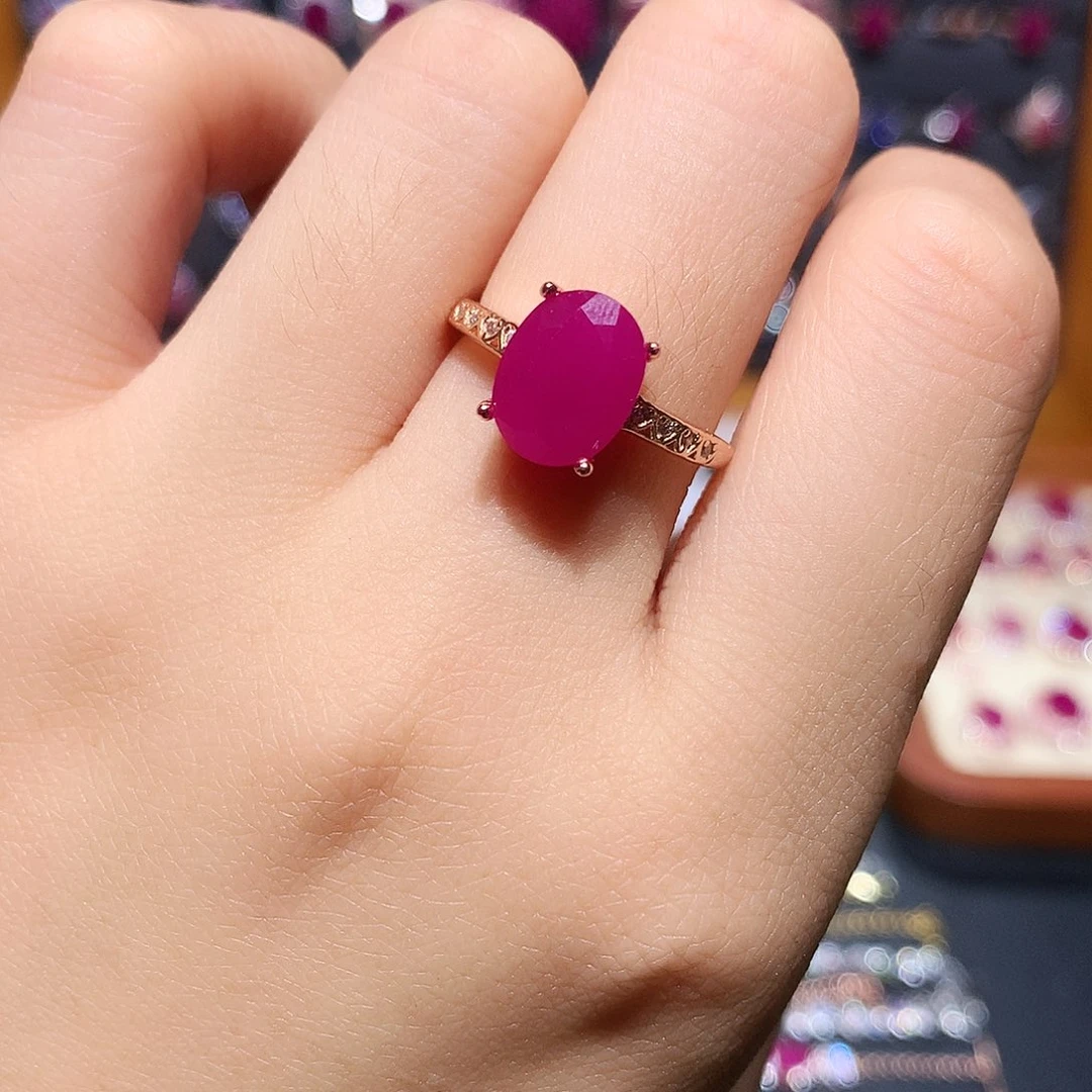 戒指银S925镶嵌红宝石