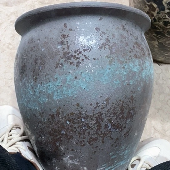紫砂花盆口27高度30黑刷