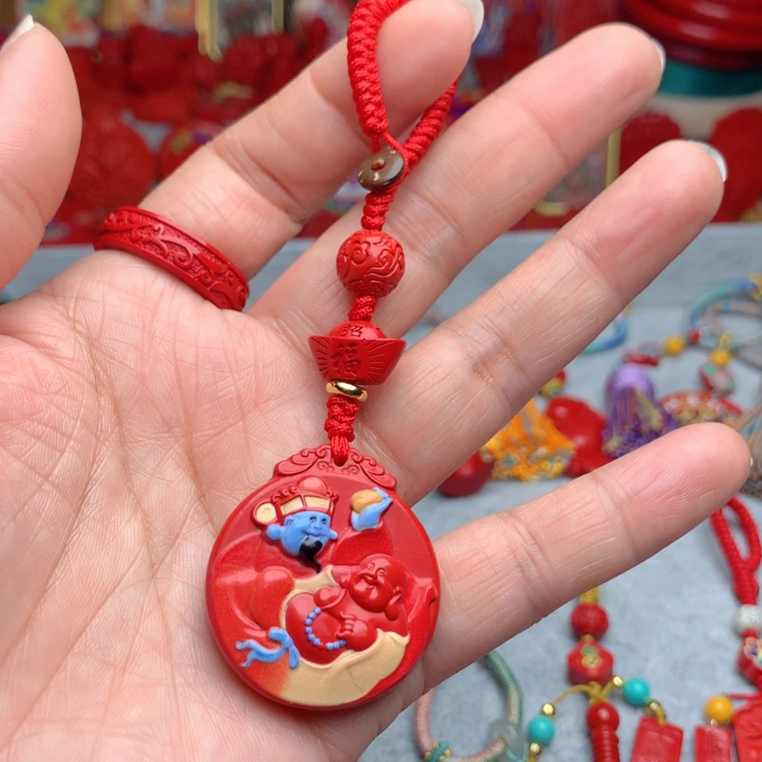 天然辰砂工艺品朱砂钥匙扣