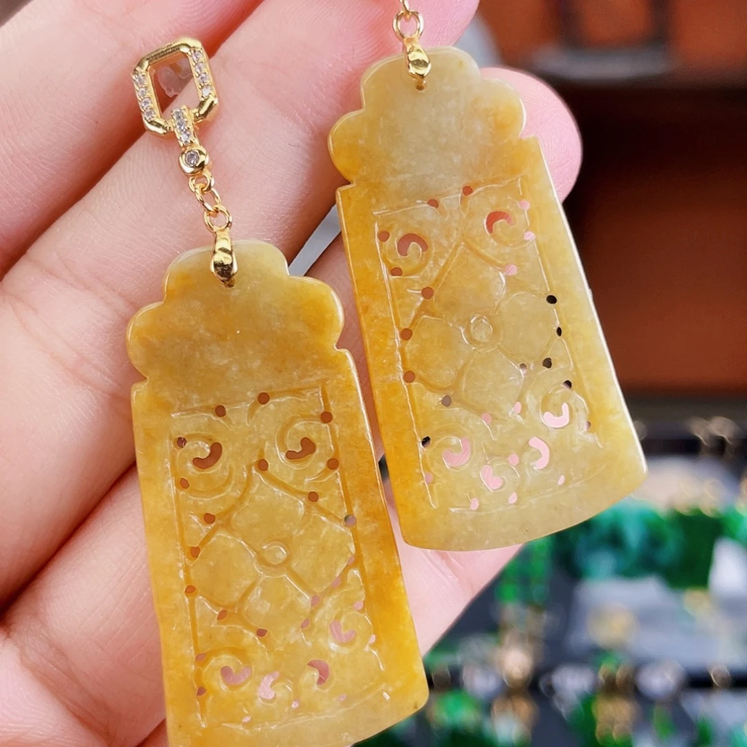 银S925镶嵌翡翠耳饰