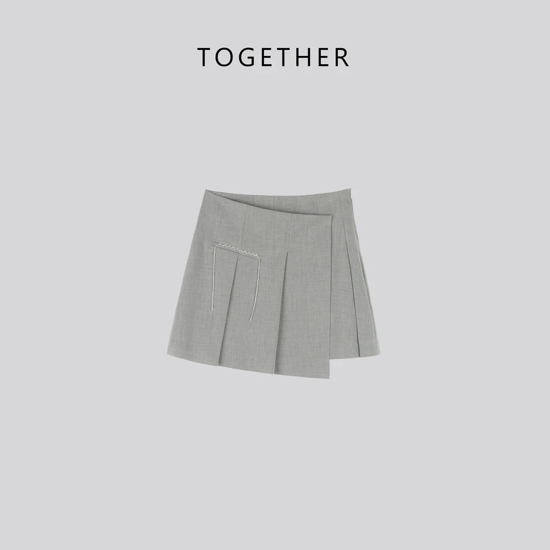 TOGETHER DW STUDIOS不规则设计感防走光半身裙百褶裙W1381