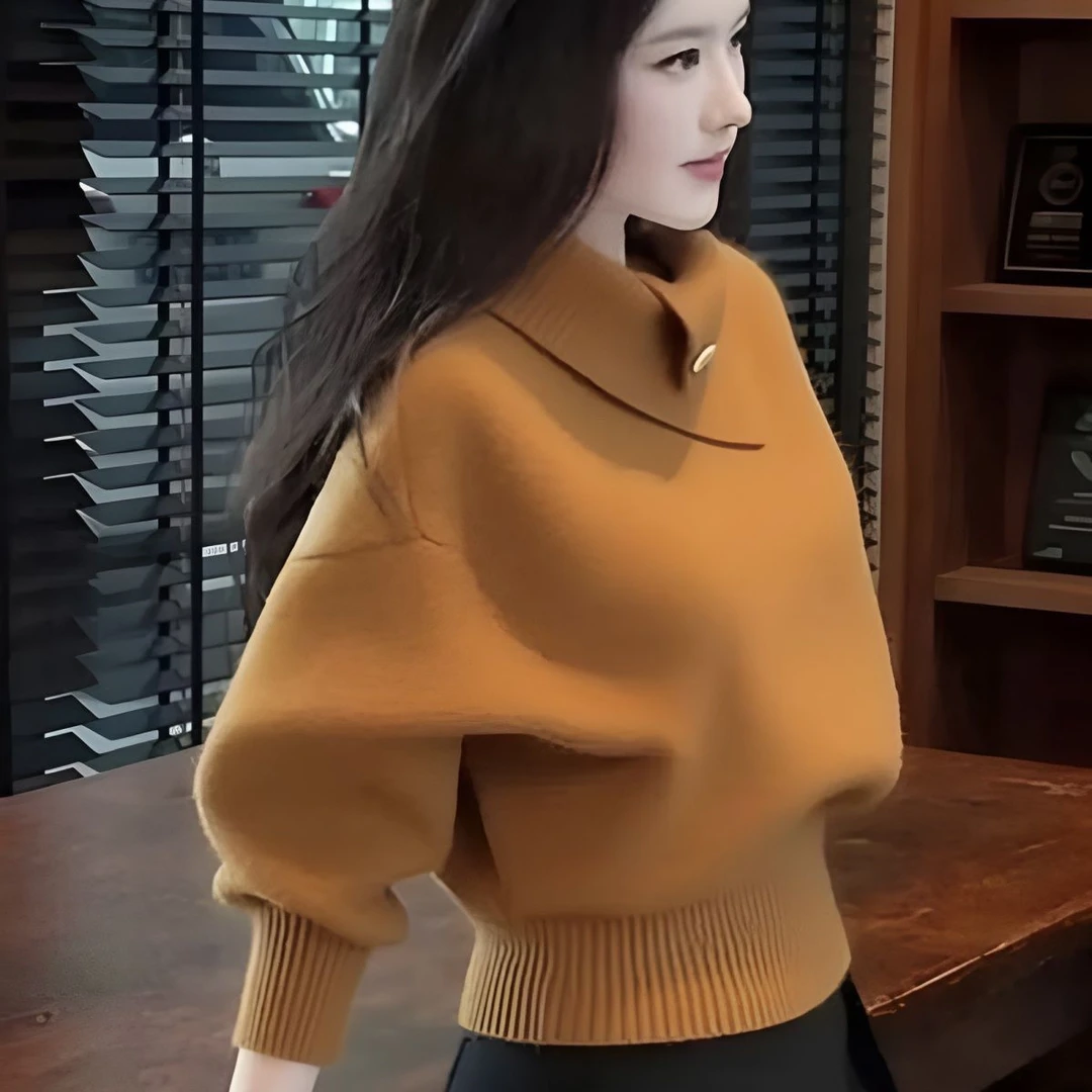 秋冬韩系设计毛衣感软淡人高领高知慵懒针织衫加厚打底时尚上衣女