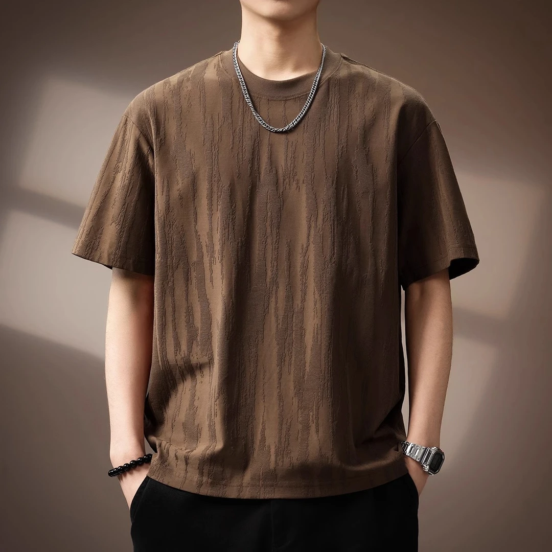 Cebrodz高端肌理感短袖T恤男士宽松夏季新款潮牌圆领休闲质感体恤