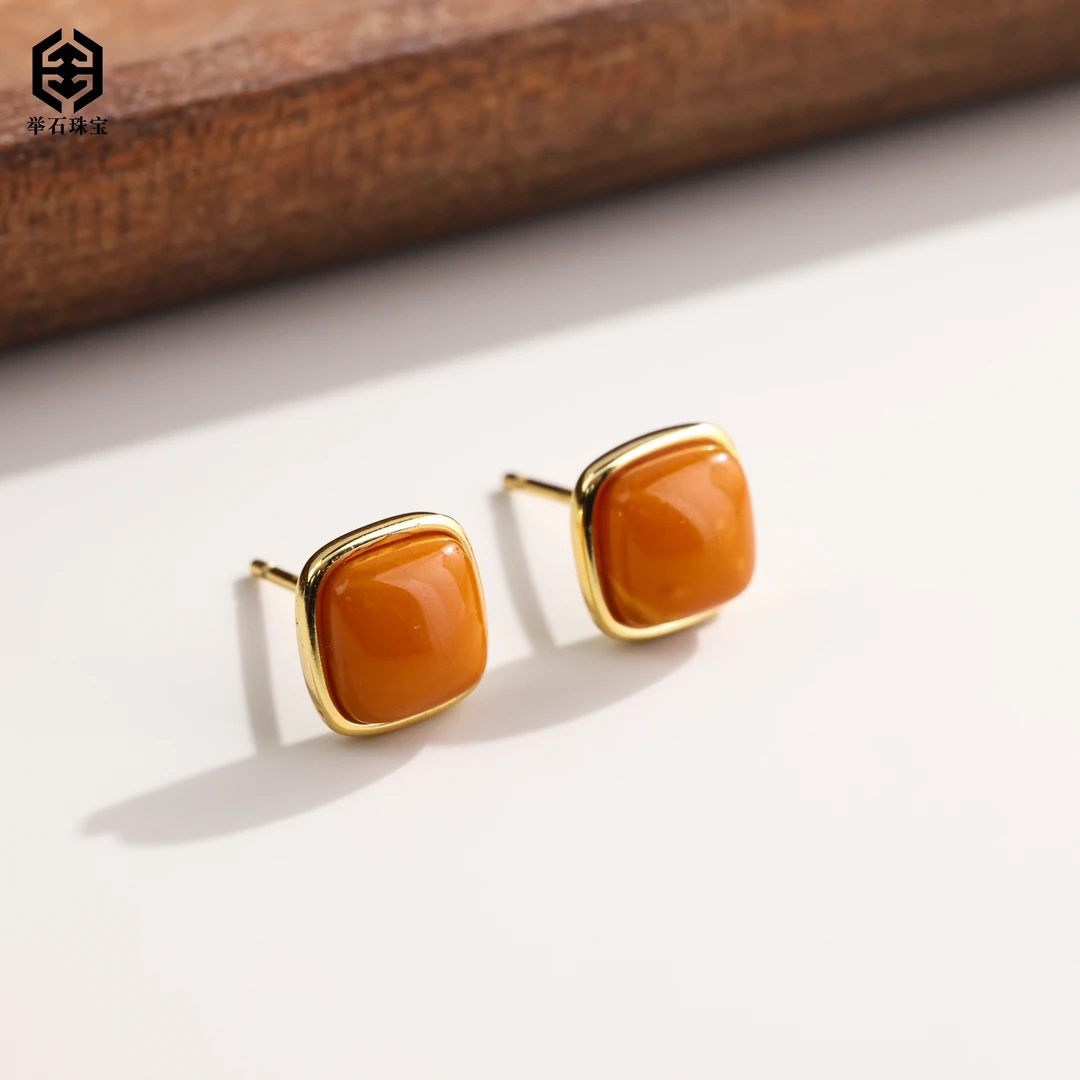 【举石珠宝】T0727-409-195蜜蜡耳饰（一对/多样性发）Q