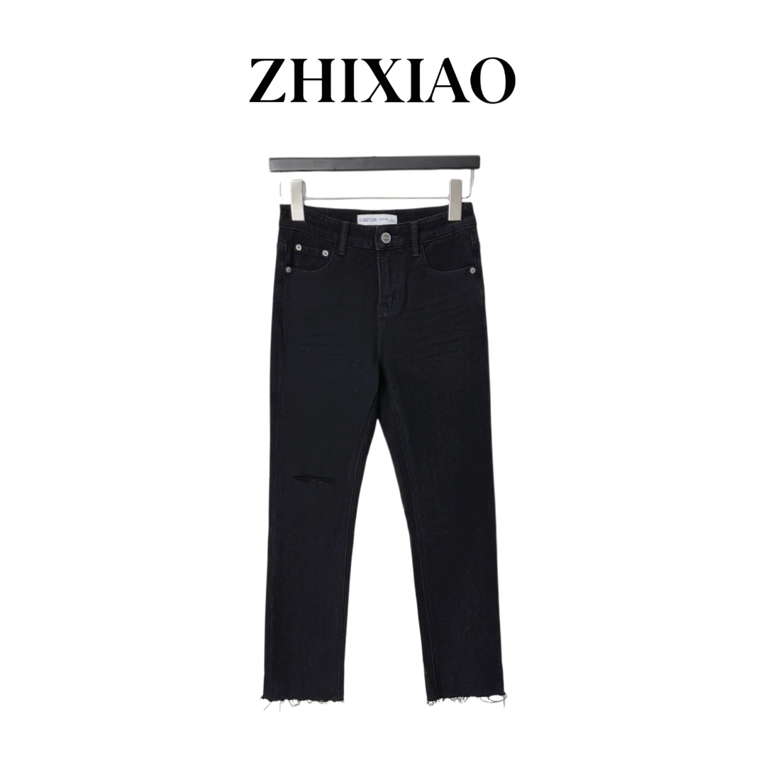 【ZHIXIAO】秋冬新款：破洞小脚牛仔裤12332