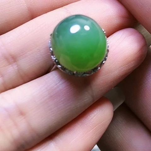 和田玉银S925镶嵌戒指