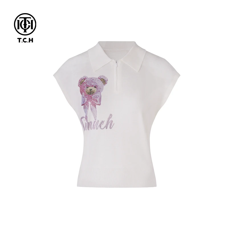 私服-TCH潮牌25春夏新款烫钻工艺休闲时尚百搭针织衫T75A09E5112